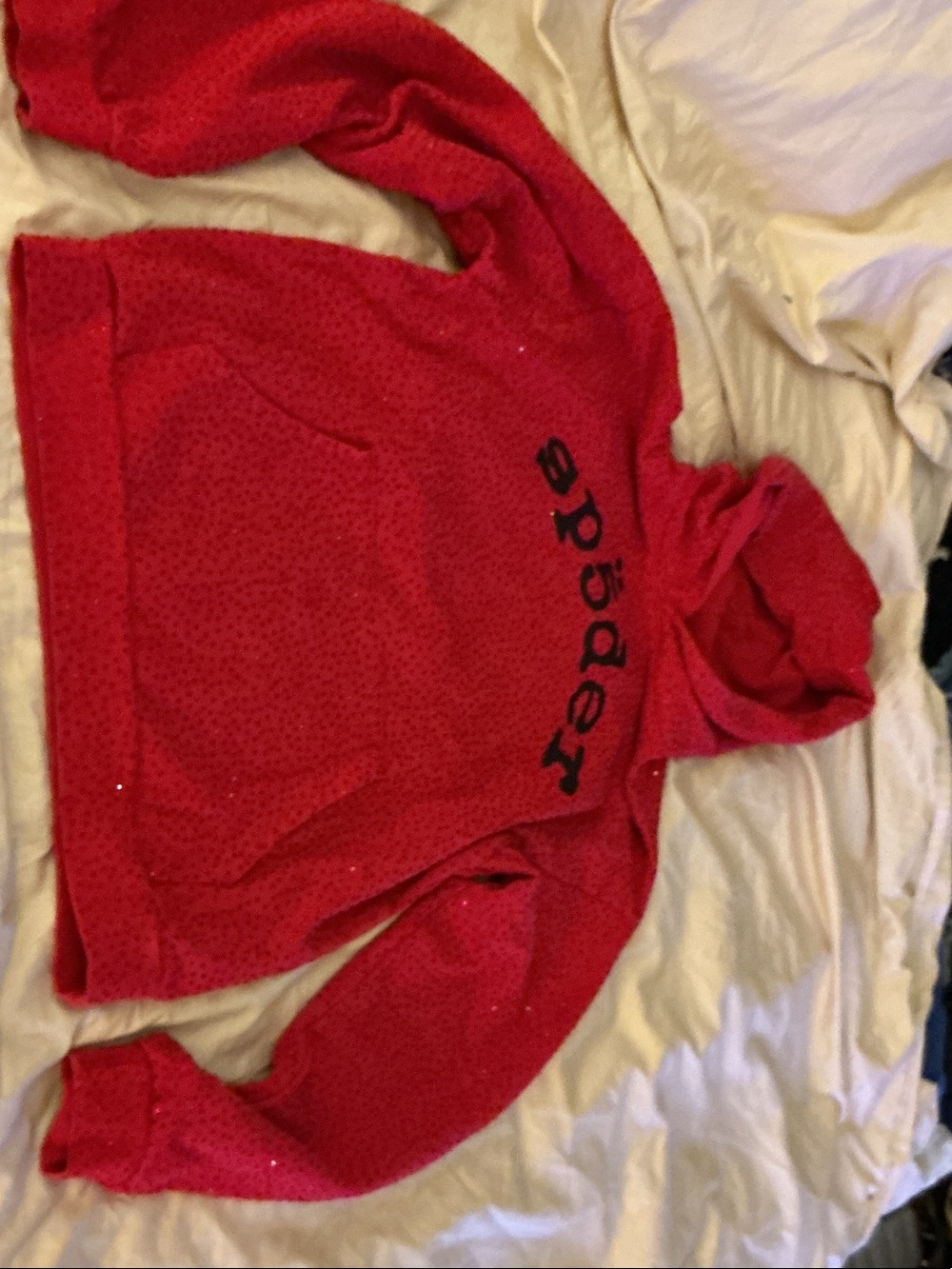 Sp5der red jemmed Hoodie with Pocket